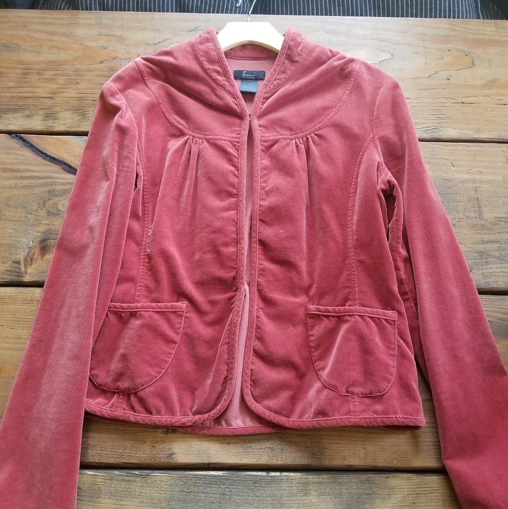 Frenchi Red Velvet Blazer